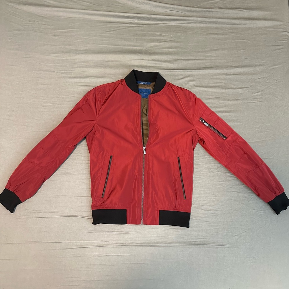 Zara Bomber Jacket Red- Small (Used)